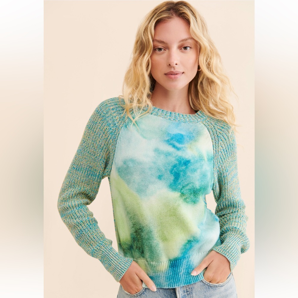 By Anthropologie Watercolor Tie-Dyed Sweater Multicolor size large